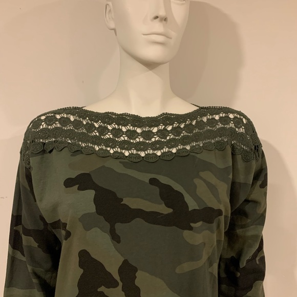 ComfyCamo pattern dress. Crochet neckline. - Picture 2 of 4